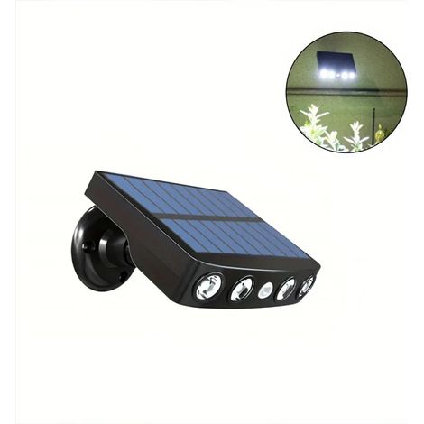 (Lumière blanche) Puissante lampe de sécurité solaire à 4 LED avec détecteur de mouvement, 3 modes d'éclairage, étanche, pour éclairage extérieur, éclairage de travail nocturne et compatible avec les (1/5)