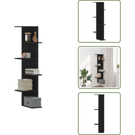 Wand-Eckregal Schwarz 36,5x36,5x140 cm Holzwerkstoff - Wand Regal - Eckschrank - Regal Schwarz - Holzwerkstoff Regal - Platzsparend Regal (1/5)