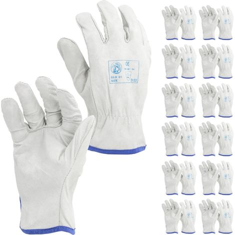 STI Guanti in Pelle Bianco Orlato alta qualità lavoro antinfortunistica 10 XL ( Pacco da 12pz )