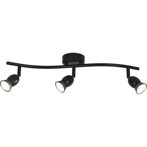 Plafón alargado de 3 luces Bala acabado negro, 16 cm(alto)50 cm(ancho)8 cm(largo) (1/3)