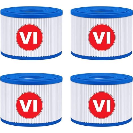 VI Filtre pour Spa, VI Filtre Cartouche Piscine Filtrantes, Cartouche VI Filtrante- Compatible avec Bestway 58323E, Compatible avec Coleman Saluspa 90427E, Compatible avec Lay-Z-Spa (4PCS) (1/4)