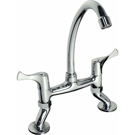 PHASAT Renaissance Retro Mélangeur Cuisine Évier Deux Poignée du Pont Laiton Robinet Mitigeur d'évier Double Poignées de Cuisine Robinet HN100 (1/5)