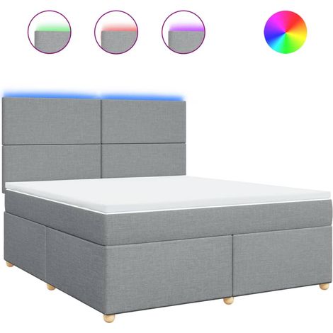 Lit double Lit adulte Sommier à lattes de lit avec matelas Gris clair 180x200cm Tissu (1/5)
