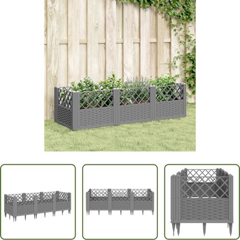 Légumes - Jardinière avec piquets gris clair 123,5x43,5x43,5 cm PP (1/5)