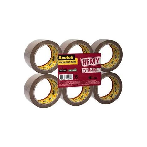 Ruban adhésif d'emballage SECURE SEAL Scotch, 50 mm x 66 m - Brun - Lot de 6