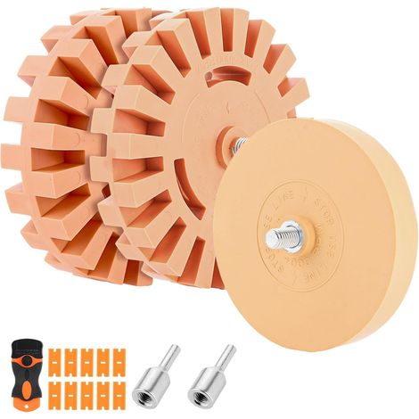 Lot de 3 Gommes à Film, Roue de Gomme en Caoutchouc 100 mm et 88 mm, Roue de Gomme en Enlève Caoutchouc avec adaptateur pour Extracteur d'autocollants, ou Voiture (1/5)