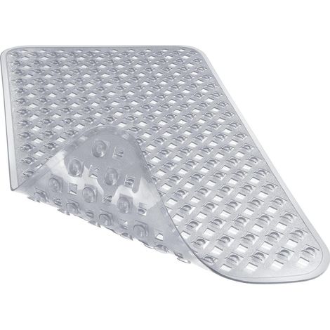 Badewannenmatte rutschfest mit starken Saugnäpfen, 69,8 x 39,4 cm, Grau/Transparent (1/5)