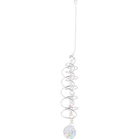 Boule décorative de 45 cm (17,7 pouces) à spirale, attrape-soleil et girouette, cristaux de verre pour la décoration intérieure et extérieure (1/5)