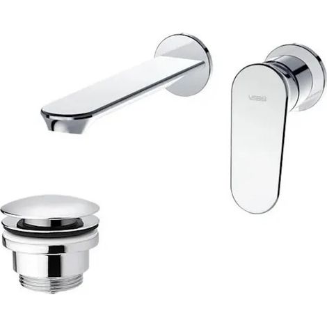 Mitigeur de lavabo mural avec bonde (bouchon) chromé