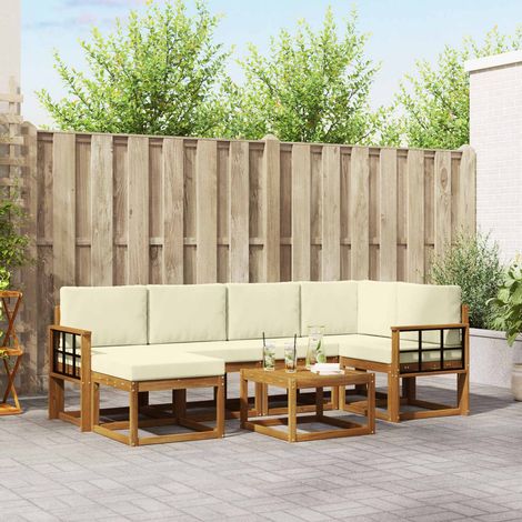 Outdoor-Sofagarnitur mit Kissen 7 pcs Natur und Creme