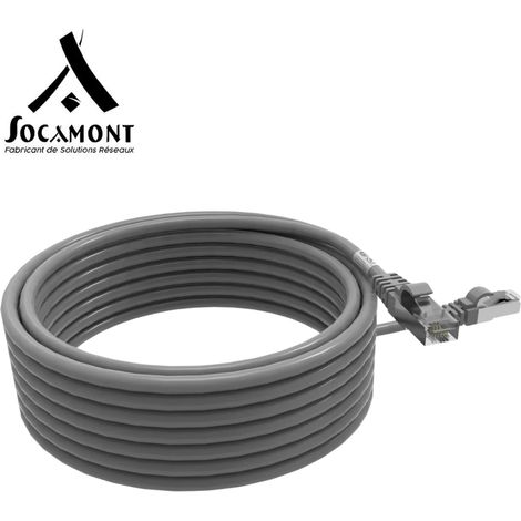 Cordon RJ45 gris CAT6A surmoulé FTP 100 Ohms LSOH - Longueur - 7 mètres