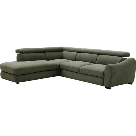 Divano letto angolare sinistro in tessuto testurizzato verde - BESEMA (1/5)