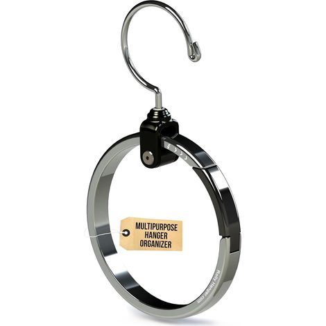 1 cintre multi-usages en acier inoxydable d'un diamètre de 10,5 cm - peu encombrant - adapté pour suspendre ceintures, sacs à main, etc.