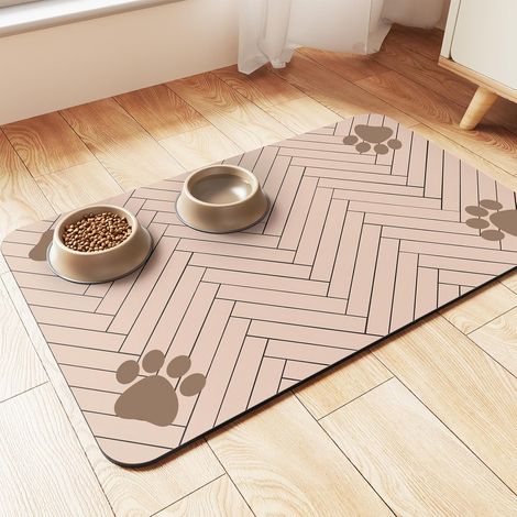 Alfombrilla absorbente para la comida de mascotas (40 cm x 60 cm, marrón claro, 1 unidad) (1/5)