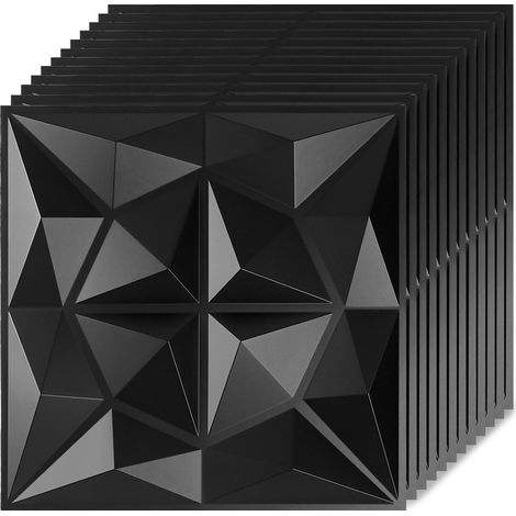 TolleTour Panneaux Muraux 3D Noir Diamant 30×30 cm PVC – Pose Libre pour Décoration Moderne (1/5)