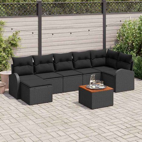vidaXL Gartensofa-set mit Speicher 8 pcs Schwarz Poly-Rattan (1/5)