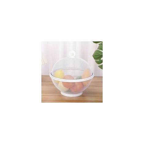Cesta de Frutas con Mosquitero, Mosquitero, Cuenco de Frutas, Metal con Tapa, Red para Frutas Repelente contra las Moscas de la Fruta, Almacenamiento Moderno de Frutas, Blanco (1/3)