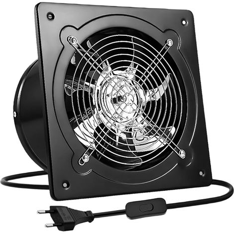 Ventilateur d'extraction mural industriel 150 mm, 525 m³/h, silencieux, avec clapet anti-retour, qualité de l'air améliorée, avec interrupteur, pour salle de bain, garage, sous-sol (1/5)