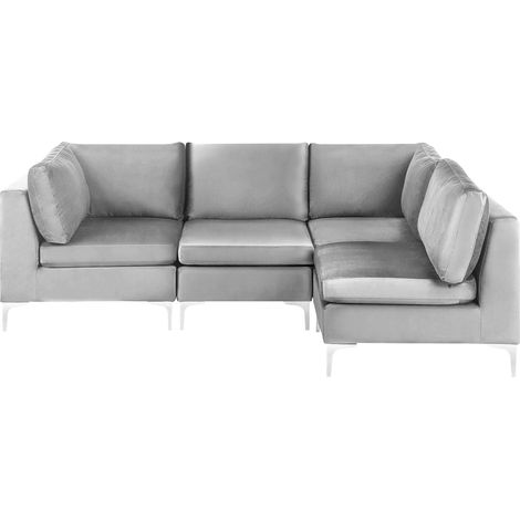 Modul Ecksofa 4-Sitzer EVJA Samtstoff Grau linksseitig