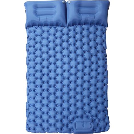 Matelas de camping 2 personnes, matelas pneumatique double ultraléger avec pompe à pied et oreiller, matelas pneumatique portable pour la randonnée, la plage, les voyages (1/5)
