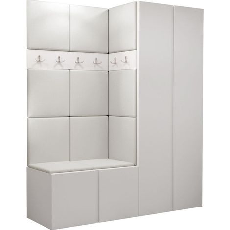 Conjunto para recibidor Pinis III, Cuero ecológico Soft 017, 186x158x46cm, Cuero ecológico, Aglomerado laminado, Colocada, Montada en la pared (1/5)