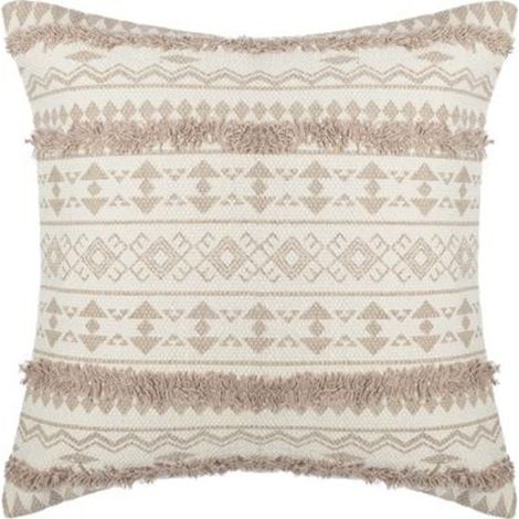 Atmosphera – Housse de coussin tuftée 'Etnik' 40x40cm en coton – Housse déhoussable – Couleur lin pour décoration intérieure (1/5)