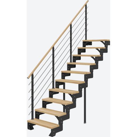 Dolle Modultreppe Gardentop Innen Buche 10 Stufen 180-220cm Geschosshöhe 75cm Stufenbreite inkl. Geländer (1/4)