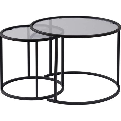 2er-Set Couchtische aus Metall "Aurum" - 60 x 60 x 43 cm - Schwarz Grau