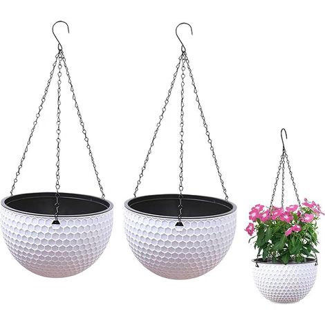 Hanging Flower Basket, Hanging Planters, White M (1/5)
