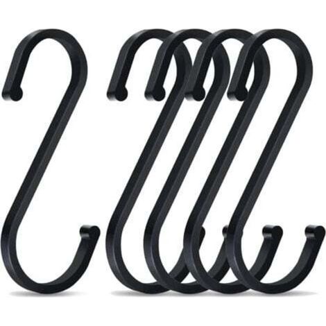 Crochets en S multifonctions – Lot de 5 en aluminium anodisé noir, 86 mm, idéaux pour cuisine et salle de bain (1/5)