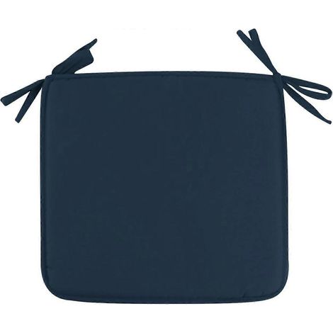 Coussins de chaise extérieur 40x40 cm carrés avec sangles bleu marine pour bistrot tabouret de bar jardin et terrasse (1/5)