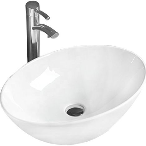 Lavabo cerámico sobre encimera, 56x38,5x15 cm, Blanco