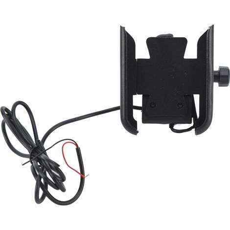 Support de téléphone noir pour moto, scooter, quad et tricycle, avec rotation à 360° et chargeur pour batterie 12 V CC de 4 à 6,5 pouces. (1/5)