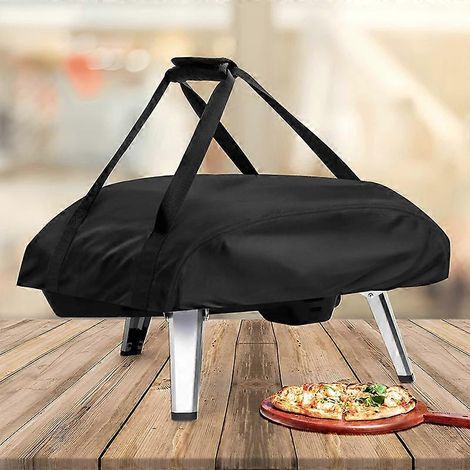 Housse pour four à pizza d'extérieur, housse pour barbecue portable de jardin ou de terrasse, protection pour gril à pizza, noir, revêtement argenté 420D, Koda 12, 63 x 41 x 16 cm (1/5)