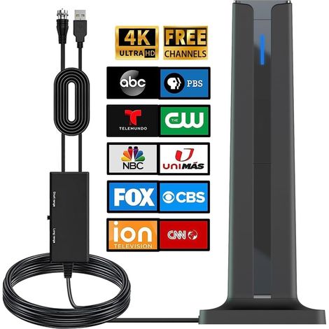 Antenne TV numérique intérieur/extérieur, portée 800 miles, Full HD, câble coaxial 16 pieds (1/5)