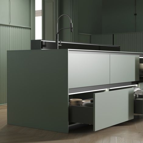Emuca Cajón exterior Vertex con regulación 3D de altura 178mm, 40kg, profundidad 450mm, Acero, Gris antracita