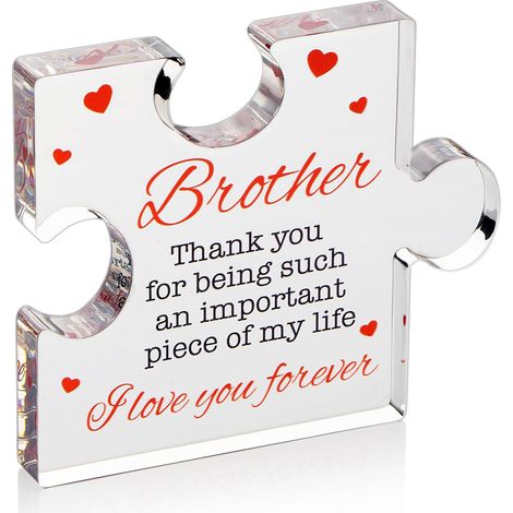 Bloc Acrylique - Puzzle Personnalisé Avec Citation Inspirante - Cadeau Pour Frère - 10,5 x 8,9 cm - Unité (1/5)