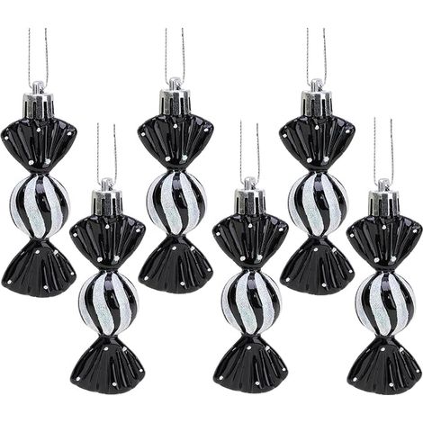 Pack de Boules en Forme de Doux Décoré Décorations d'arbre de Noël (Noir) (1/5)