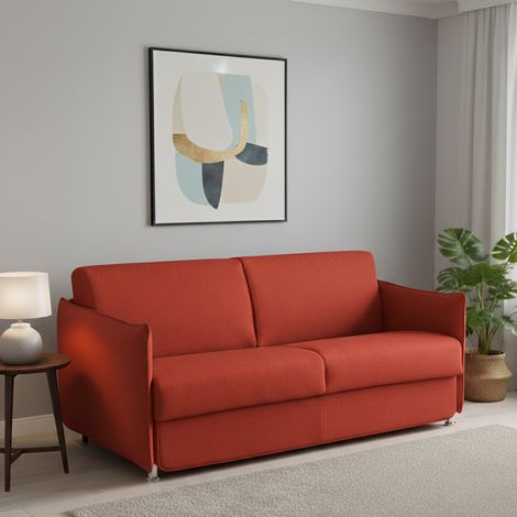 Divano Letto 2 Posti Follina, Sfoderabile, Contenitore Made in Italy, di Apertura a Ribalta, 160x95 cm Arancione (1/5)