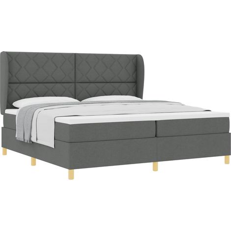 Maison Exclusive - Lit à ressorts avec tête de lit Gris foncé 200 x 200 cm tissu (1/5)