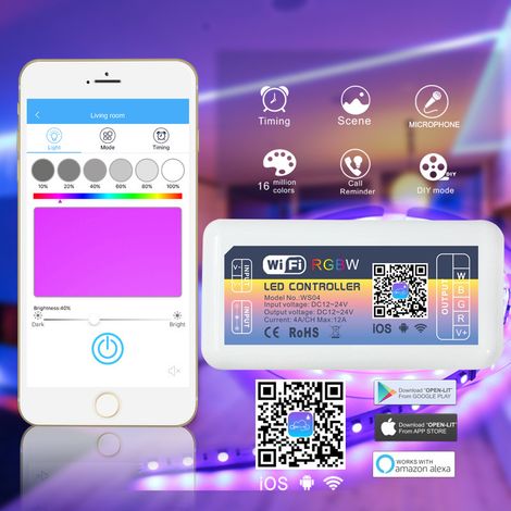 Popular WiFi controller, RGBW controller, Echo voice LED controller controlled by app
