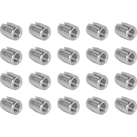 Lot de 20 inserts filetés en acier inoxydable, taraudage à fente M5x0,8 femelle / M8x1,0 mâle, réparation de filetage auto-taraudeur (1/5)
