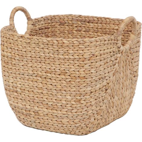 Le Marquier – Panier à bois en jacinthe d'eau tressée – Dimensions 50 x 50 x 38 cm – Taille max bûches 40 cm – Tenue rigide