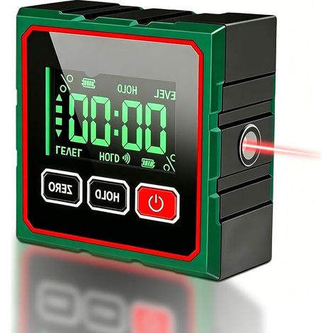 Digital Magnetic Angle Protractor, 9 x 9 x 5 cm LCD Digital Inclinometer, 4 x 90°, 4 Sides Magnetic Angle Gauge, 360° Digital Slope Level with Electronic Laser for Woodworking (1/5)