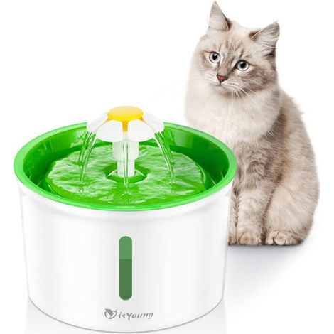 Automatischer und ultraleiser Katzenbrunnen mit 1,6 Litern Fassungsvermögen, Filter, zwei Durchflussmodi und Haustierbehälter. (1/4)