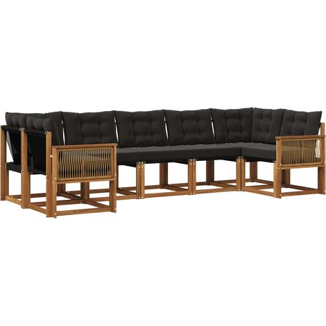 Conjunto de sofás de exterior 7 pcs Natural y negro vidaXL (1/5)