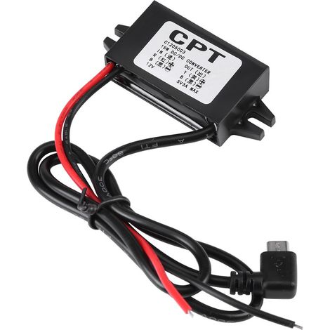 Voiture Convertisseur de Tension DC-DC 12V à 5V/3A Convertisseur de Tension de Voiture Micro USB Régulateur de Tension Etanche pour Autoradio, Radio, Surveillance, Ventilateur électrique.