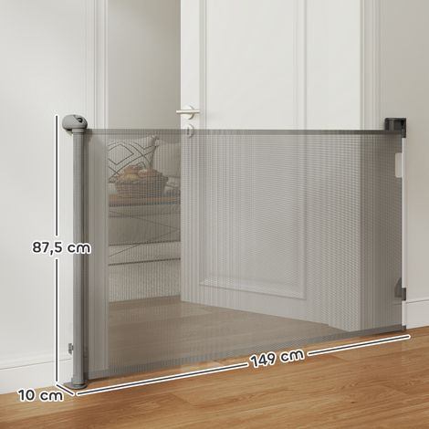 Barrière rétractable pour chien largeur 149 cm verrouillage automatique - gris (1/5)