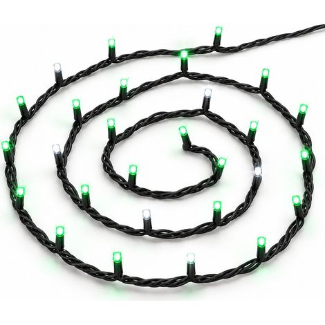 ETTROIT 100er LED-Lichterkette, 10 m, grünes Licht, schwarzes Kabel, IP65, ausziehbar, weißer Blitzeffekt, Weihnachtsgirlande, Geschäfte, Balkon (1/5)