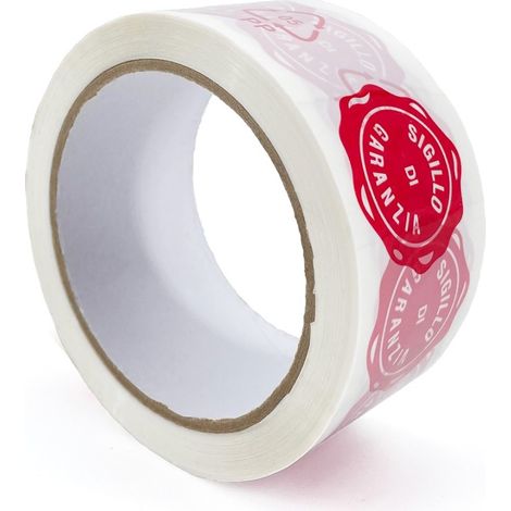 IMBALLAGGI 2000 - Nastro Adesivo Pacchi Bianco + Sigillo di Garanzia in Polipropilene, 1Pz 5cm x 66mt x 76 mm, Nastro Imballaggio per Spedizioni e Trasporto, Resistente, Durevole a Strappo Silenzioso
